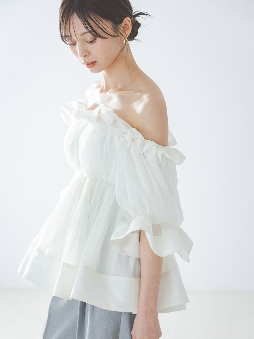 SNIDEL「ボリュームギャザーフリルチュニック」|チュニック|