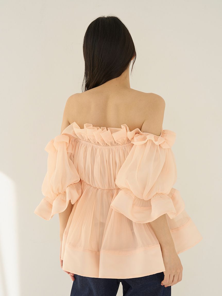 SNIDEL「ボリュームギャザーフリルチュニック」|チュニック|