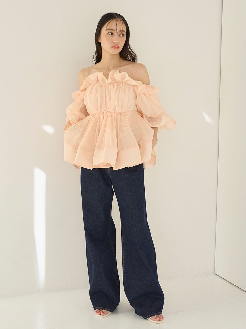 SNIDEL「ボリュームギャザーフリルチュニック」|チュニック|