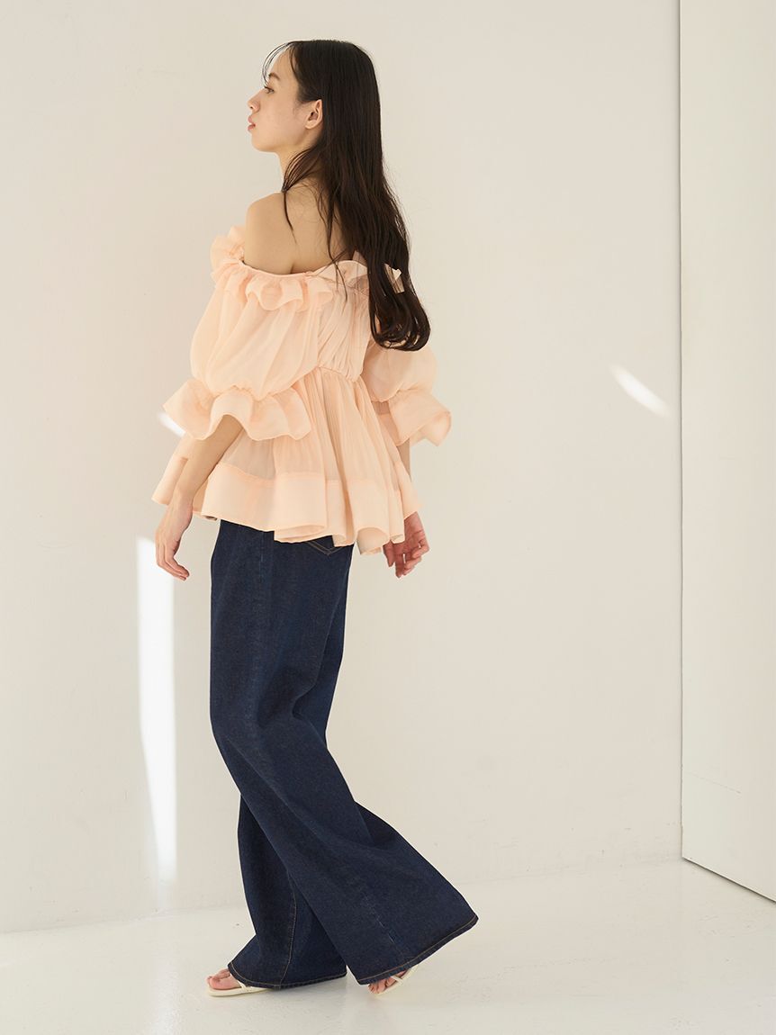 SNIDEL「ボリュームギャザーフリルチュニック」|チュニック|
