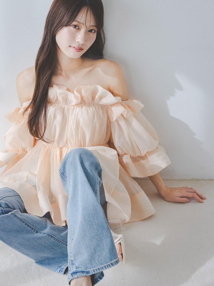 SNIDEL「ボリュームギャザーフリルチュニック」|チュニック|ORG