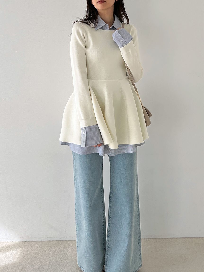 SNIDEL「シャツレイヤードニットチュニック」|チュニック|