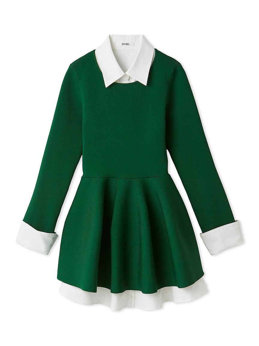 SNIDEL「シャツレイヤードニットチュニック」|チュニック|