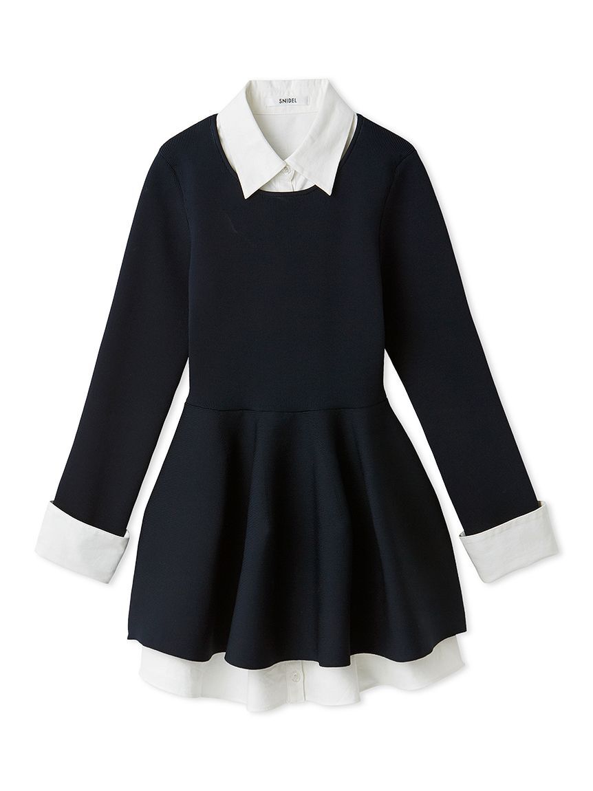 SNIDEL「シャツレイヤードニットチュニック」|チュニック|