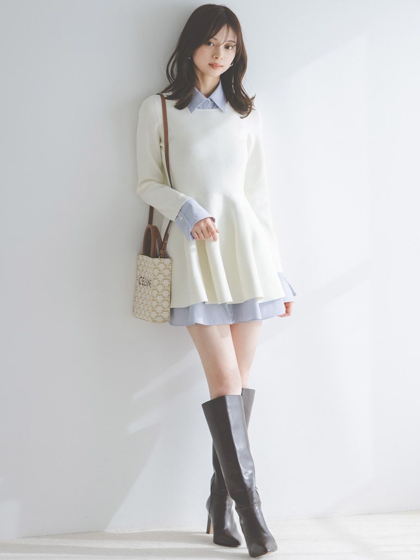 SNIDEL「シャツレイヤードニットチュニック」|チュニック|