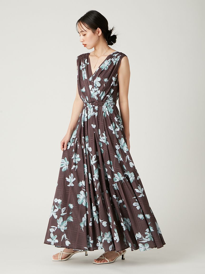 FRAY I.D「フラワープリントカシュクールワンピース／接触冷感」|ワンピース|