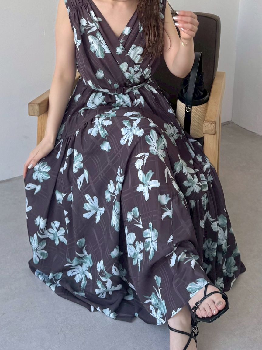 FRAY I.D「フラワープリントカシュクールワンピース／接触冷感」|ワンピース|