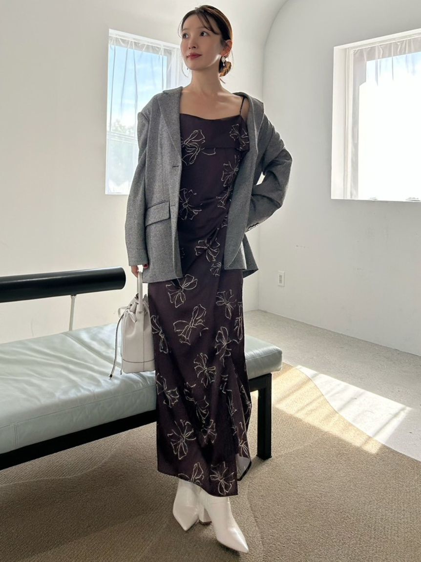 FRAY I.D「【限定カラー】ドレープサテンキャミソールワンピース」|ワンピース|