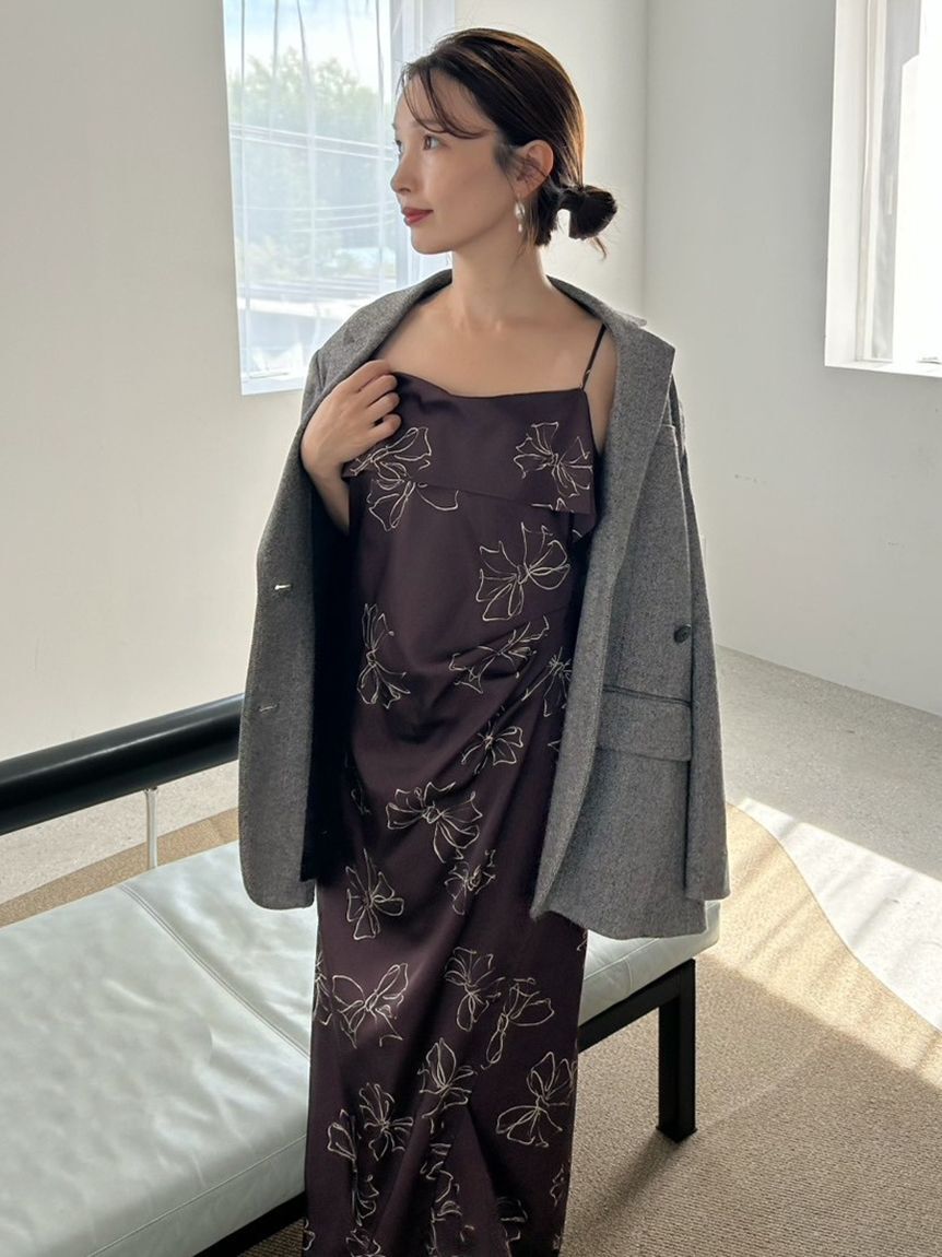 FRAY I.D「【限定カラー】ドレープサテンキャミソールワンピース」|ワンピース|