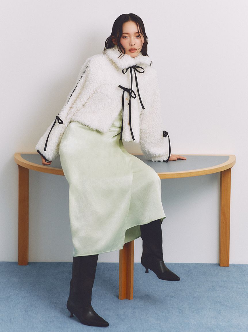 FRAY I.D「【限定カラー】ドレープサテンキャミソールワンピース」|ワンピース|