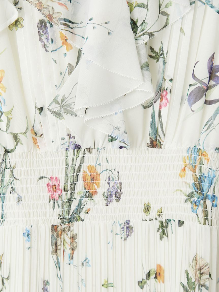 FRAY I.D「【00サイズあり】フリルウエストシャーリングプリントワンピース／ウォッシャブル」|ワンピース|