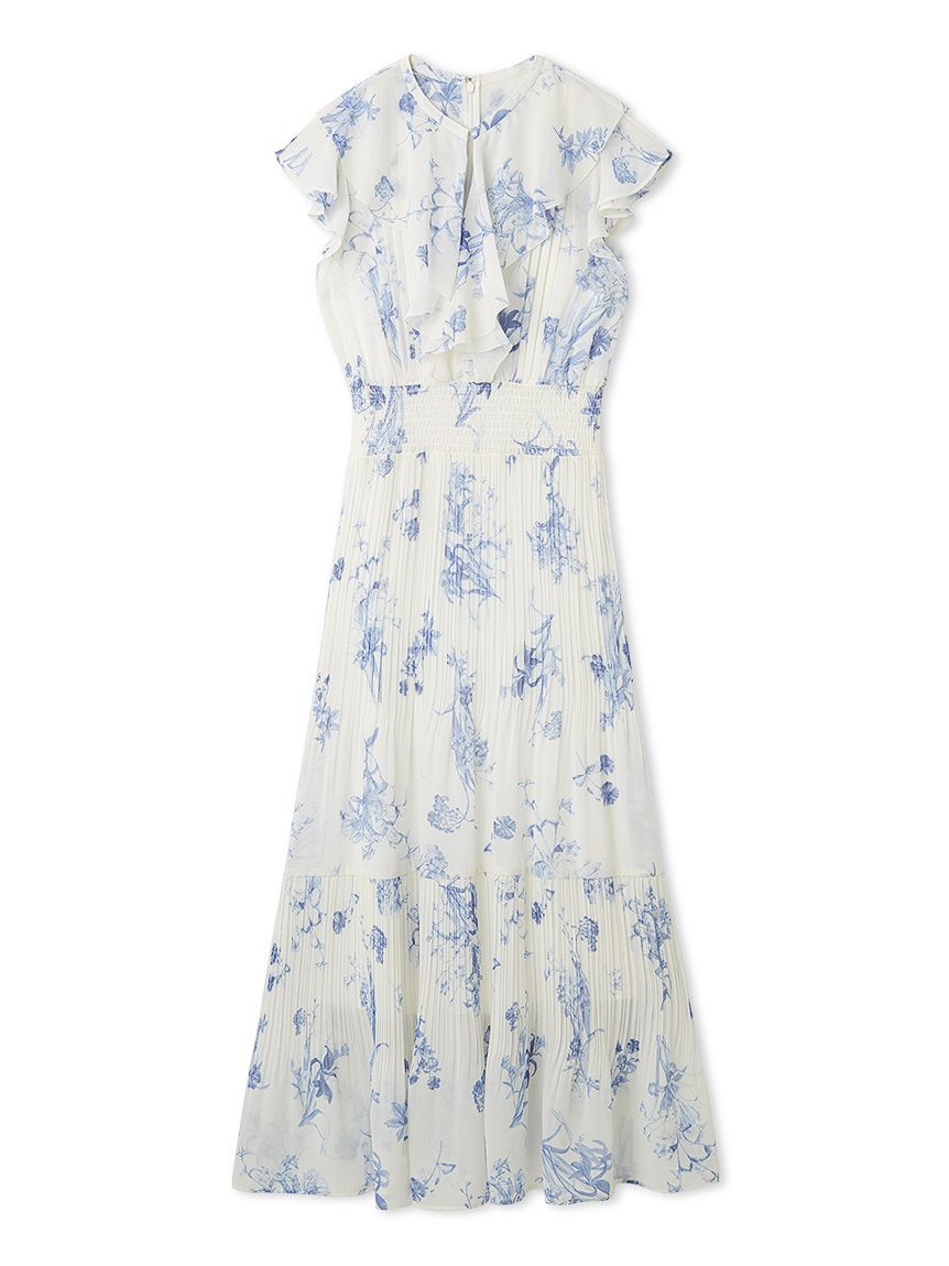 FRAY I.D「【00サイズあり】フリルウエストシャーリングプリントワンピース／ウォッシャブル」|ワンピース|