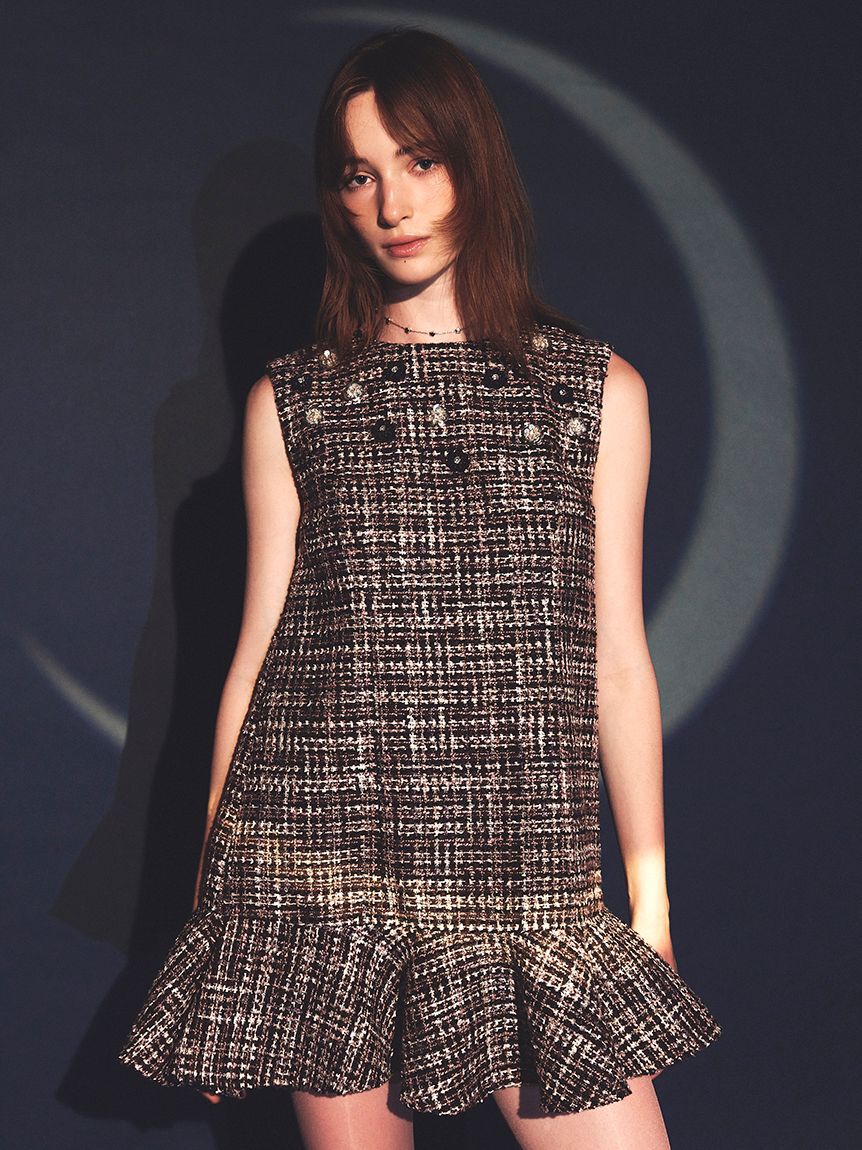 LILY BROWN「[L.B CANDY STOCK]ツイードビジューAラインミニワンピース」|ワンピース|