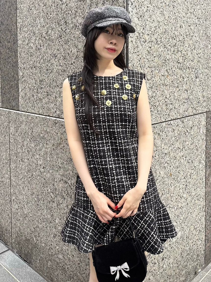 LILY BROWN「[L.B CANDY STOCK]ツイードビジューAラインミニワンピース」|ワンピース|