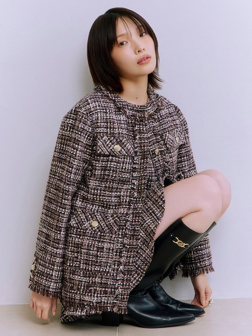 LILY BROWN「[L.B CANDY STOCK]ツイードビジューAラインミニワンピース」|ワンピース|