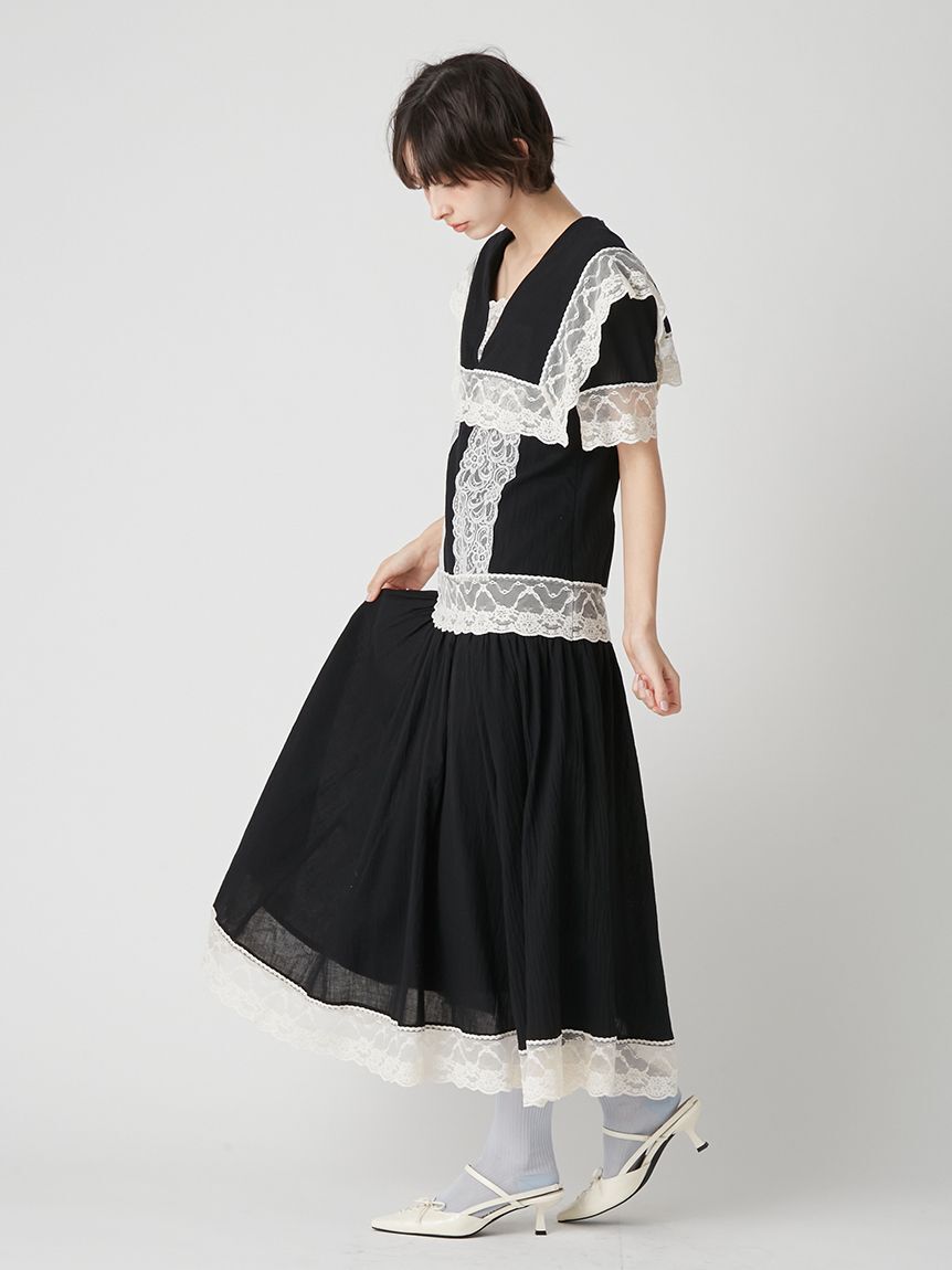 LILY BROWN「セーラーレーストリムワンピース」|ワンピース|