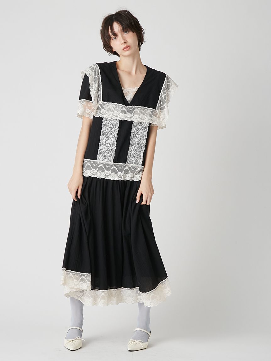 LILY BROWN「セーラーレーストリムワンピース」|ワンピース|