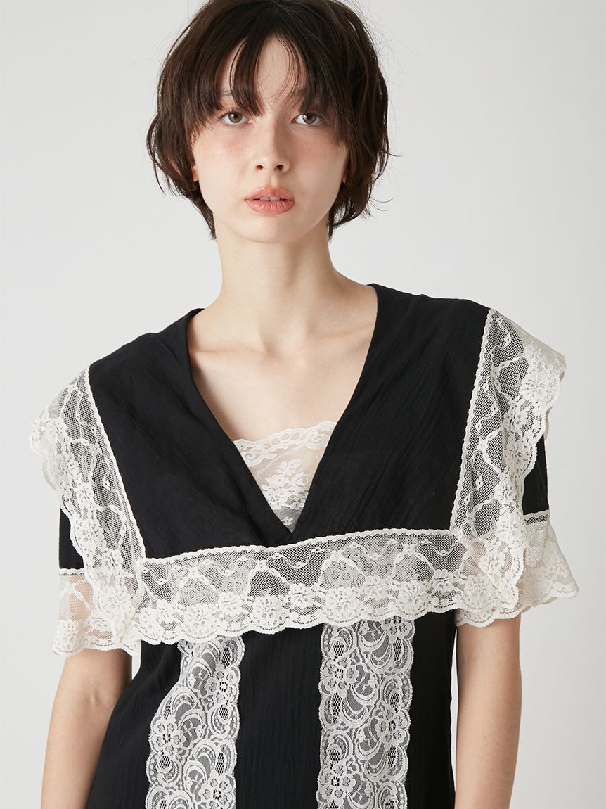 LILY BROWN「セーラーレーストリムワンピース」|ワンピース|