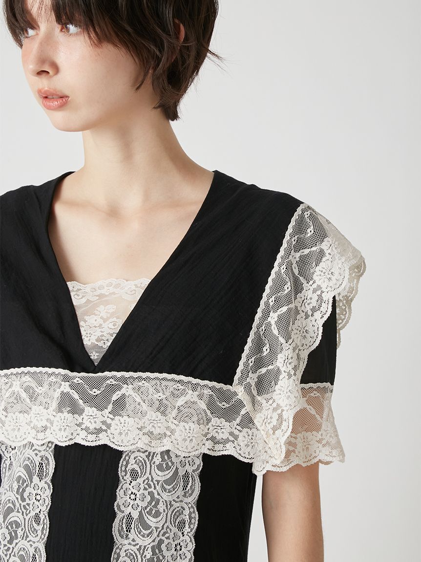 LILY BROWN「セーラーレーストリムワンピース」|ワンピース|