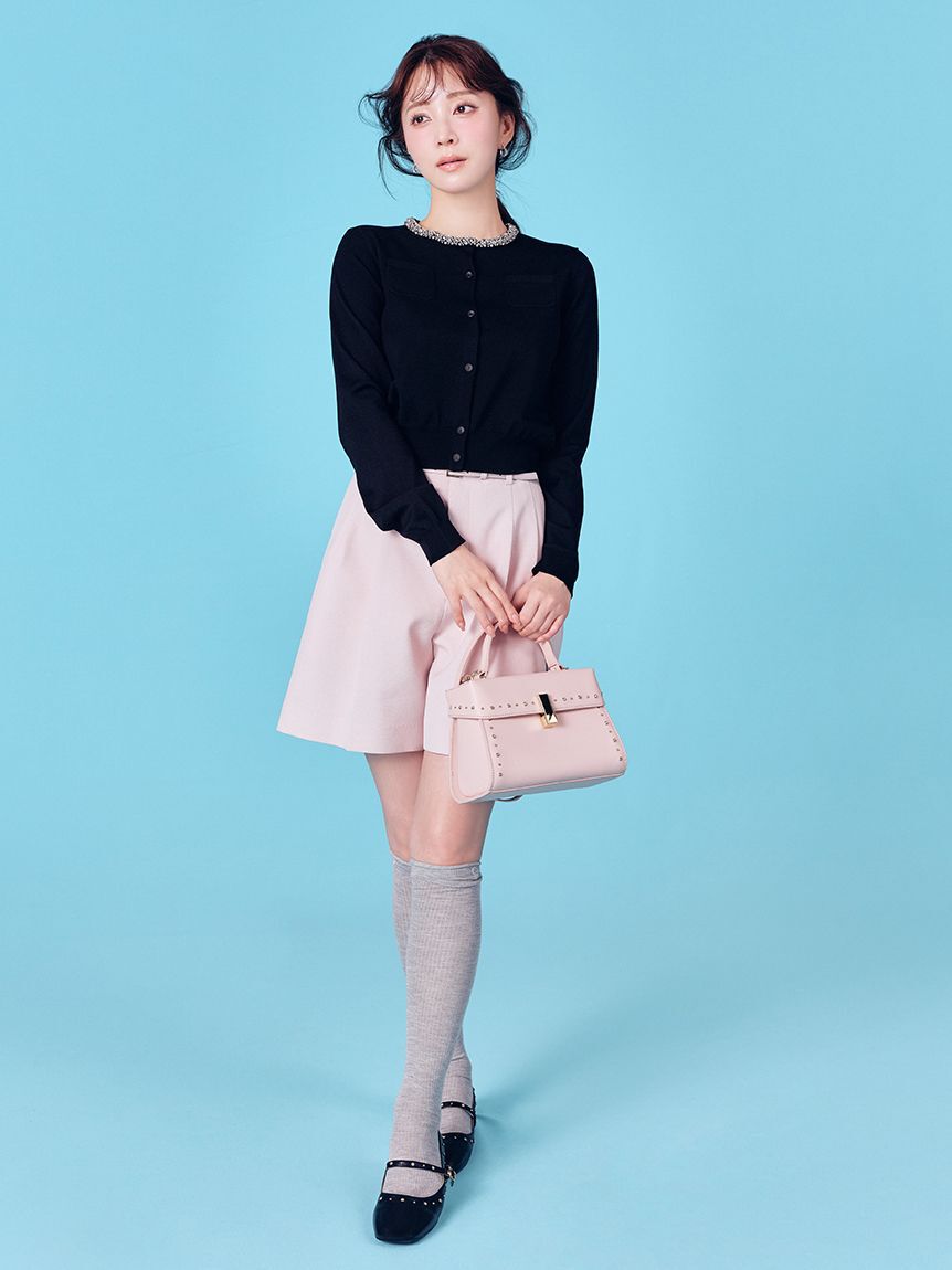 CELFORD「【UVカット】シルクブレンドビジューネックカーディガン」|カーディガン|