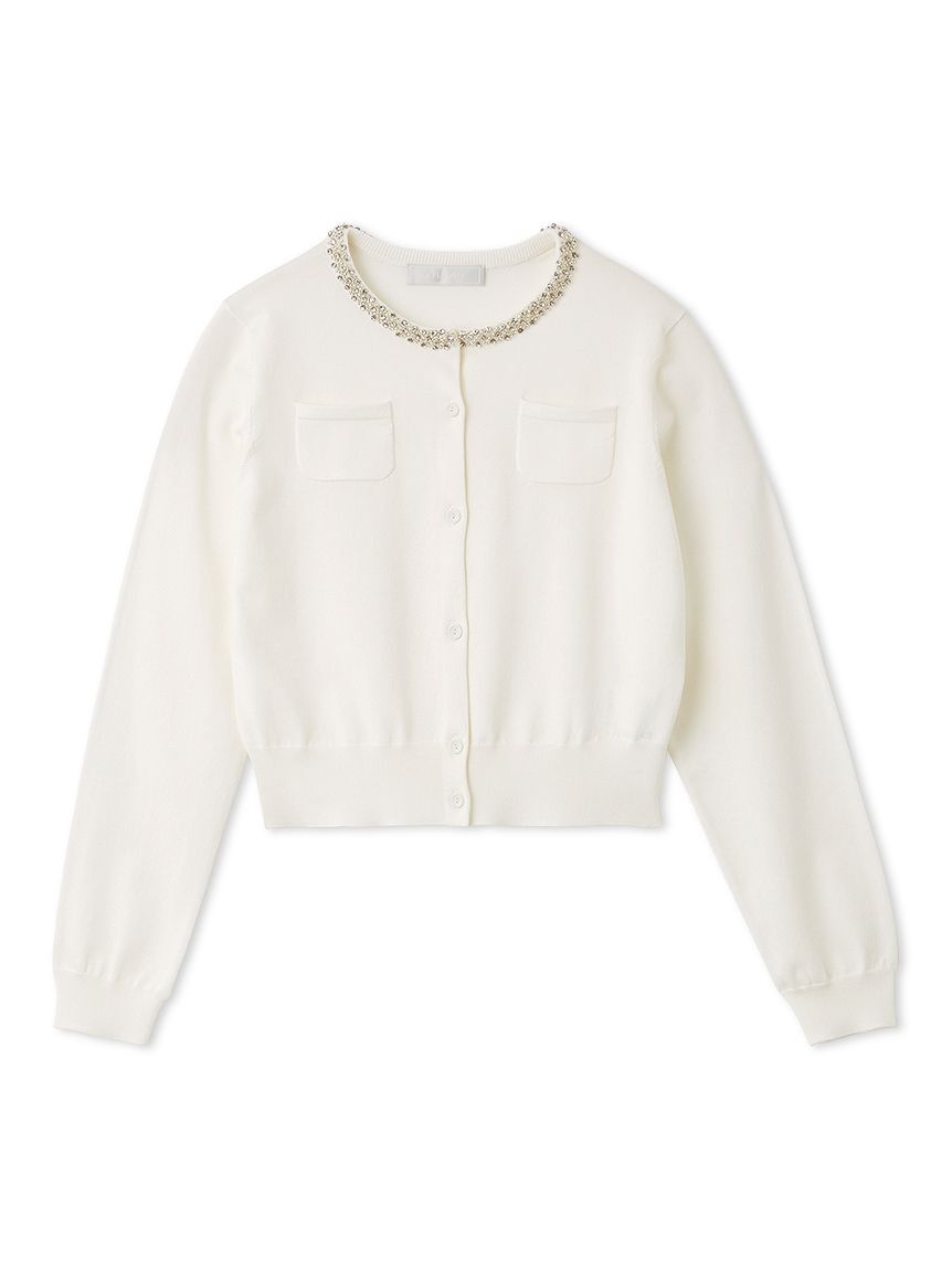 CELFORD「【UVカット】シルクブレンドビジューネックカーディガン」|カーディガン|