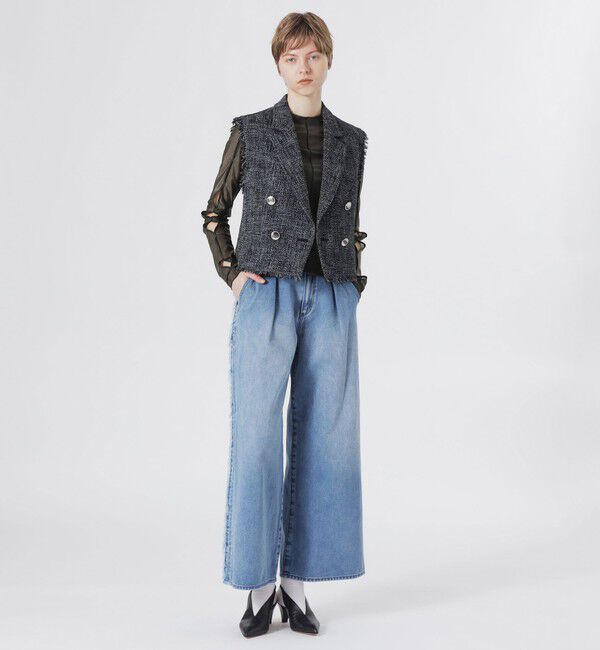  「サイドフリンジワイドデニム」|デニム|