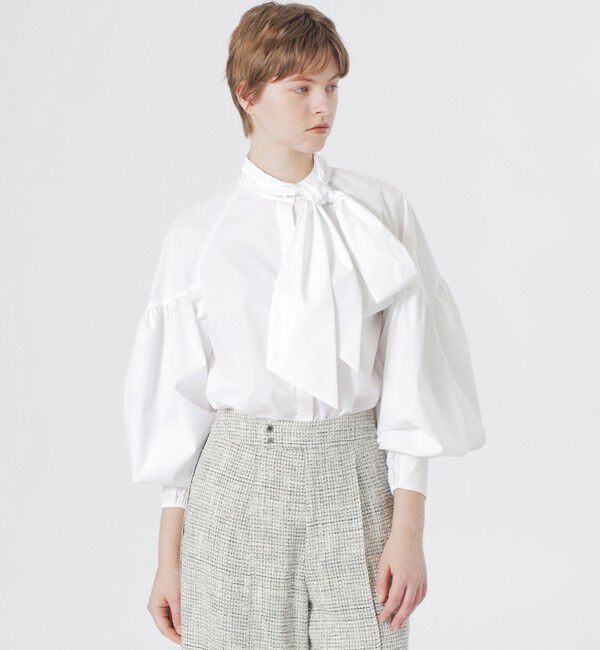  「ボリュームスリーブスカーフブラウス」|シャツ・ブラウス|ホワイト