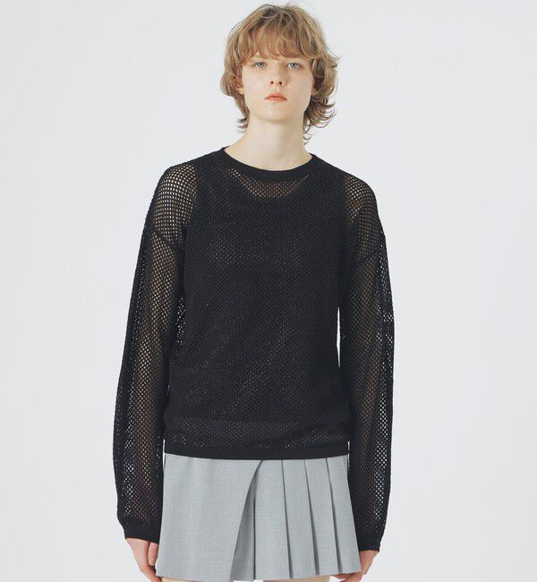  「メッシュニットプルオーバー」|ニット・セーター|ブラック