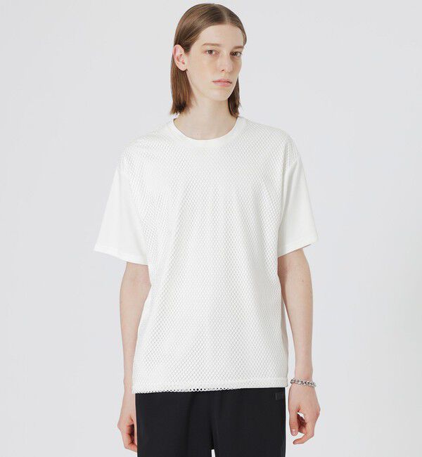  「メッシュレースコンビTシャツ」|Tシャツ・カットソー|ホワイト