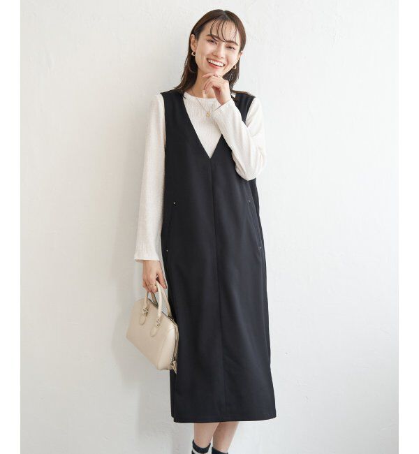 ikka「【2点セット】ジャンパースカートセット」|ワンピース|ブラック