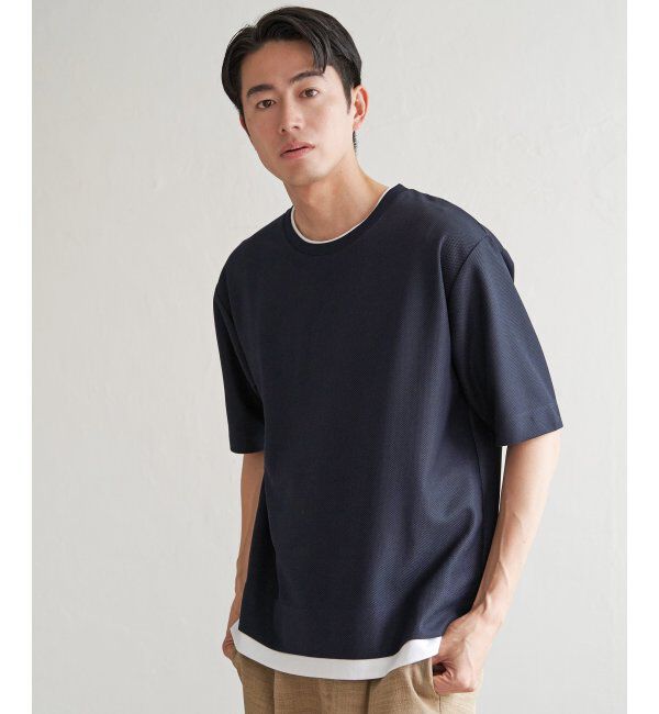 ikka「【吸水速乾】ドライ鹿の子レイヤードTシャツ5分袖」|Tシャツ・カットソー|