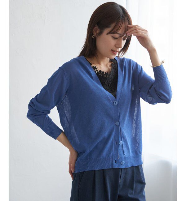 ikka「【洗濯機で洗える／接触冷感】針抜きシアーニットカーディガン【UVカット】」|その他|