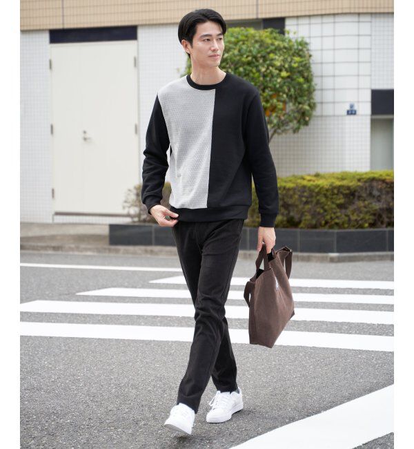 ikka「モール切り替え裏起毛プルオーバー」|パーカー|