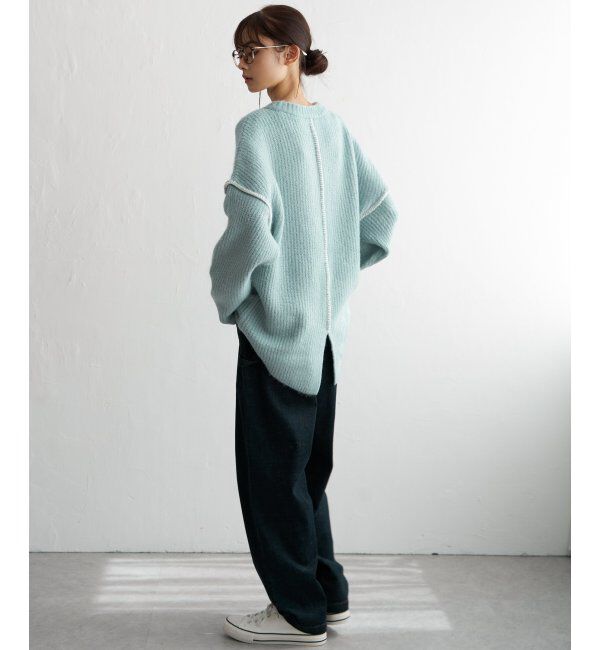 Lbc with Life「配色ステッチ畦ニットプルオーバー」|カーディガン|