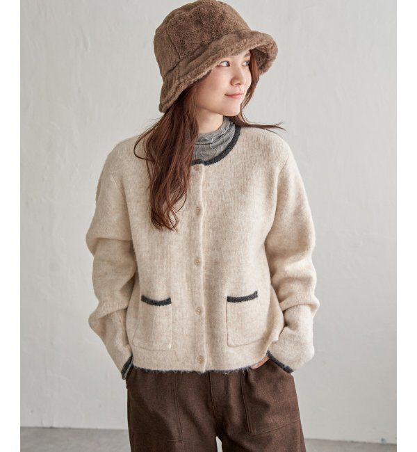 Lbc with Life「配色ポケットショートカーディガン」|カーディガン|