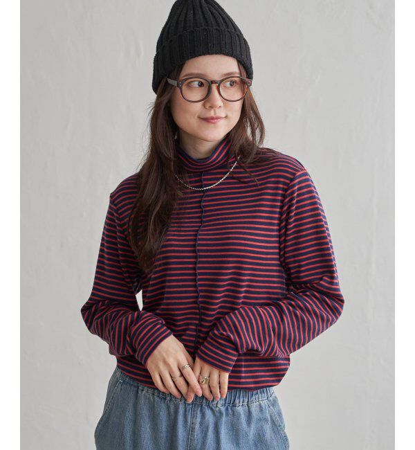 Lbc with Life「クシュスリーブクシュネックロンT」|Tシャツ・カットソー|ネイビーブルー