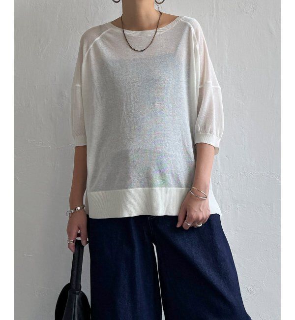 Lbc with Life「シアーニットT」|カーディガン|ホワイト