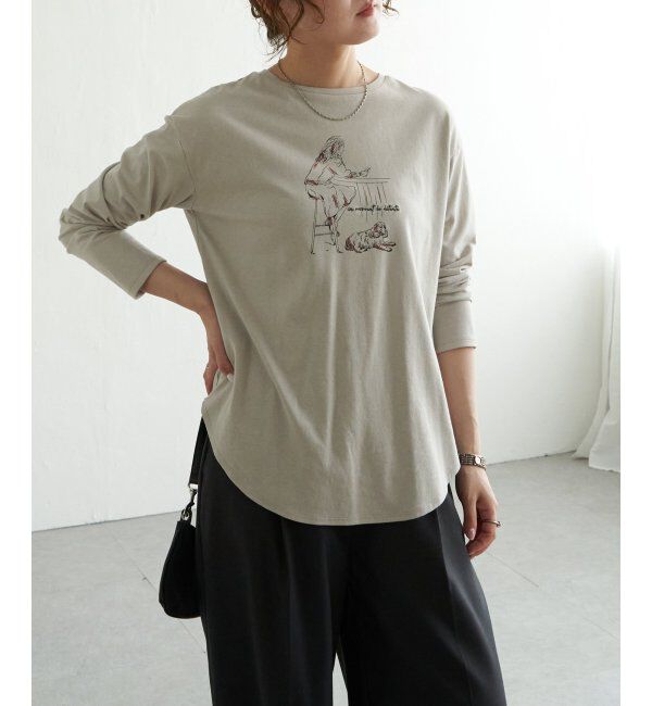 Lbc with Life「Girlプリントロゴ刺繍ロンT」|Tシャツ・カットソー|