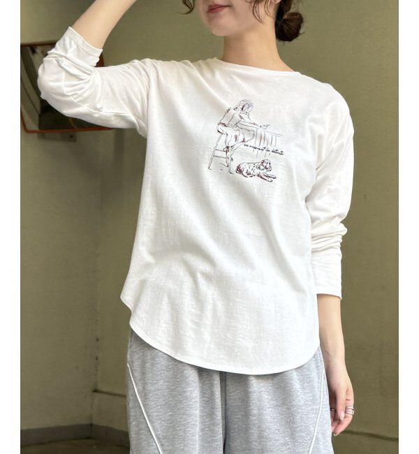 Lbc with Life「Girlプリントロゴ刺繍ロンT」|Tシャツ・カットソー|