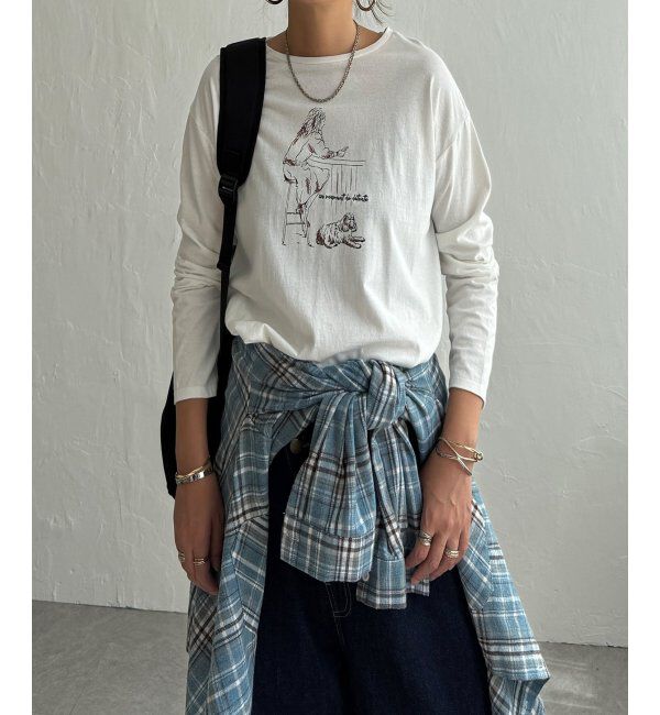 Lbc with Life「Girlプリントロゴ刺繍ロンT」|Tシャツ・カットソー|