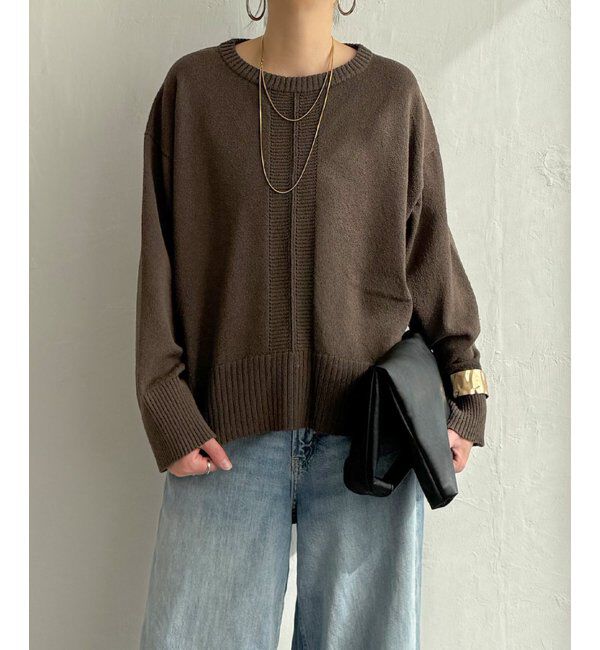 Lbc with Life「ミニブークレサイドスリットニット」|カーディガン|