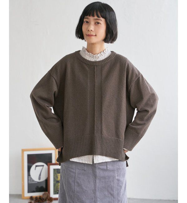 Lbc with Life「ミニブークレサイドスリットニット」|カーディガン|