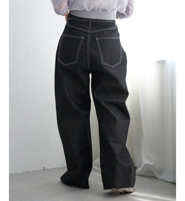 VENCE share style「リジットデニムカーブパンツ」|デニム|ブラック