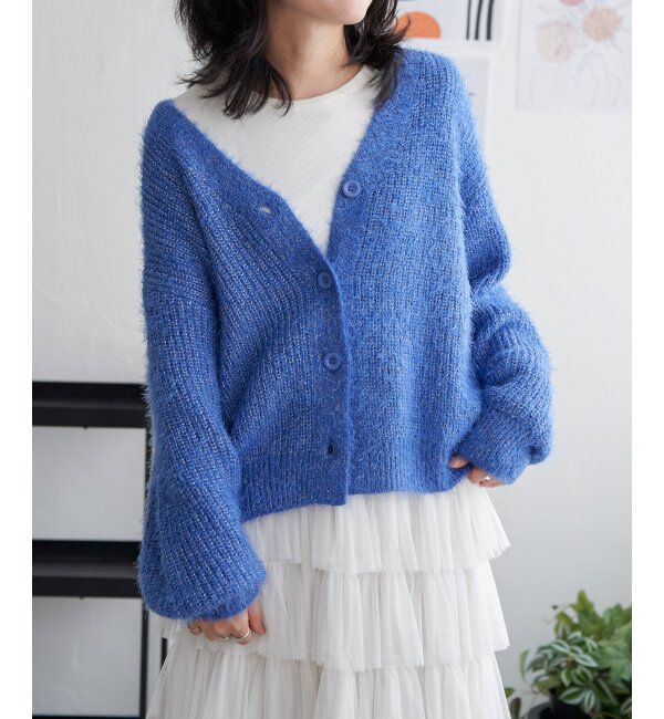 VENCE share style「ラメシャギーカーディガン」|カーディガン|ブルー
