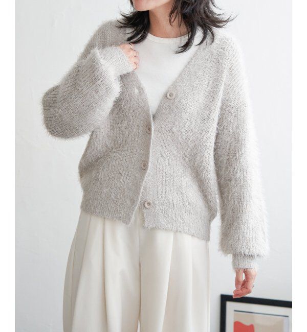 VENCE share style「ラメシャギーカーディガン」|カーディガン|グレージュ
