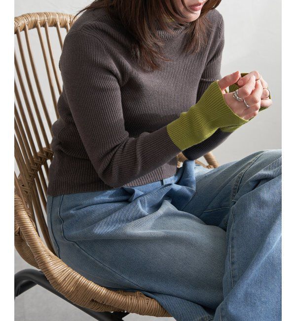 VENCE share style「配色クールクールハイネックプルオーバー」|タンクトップ|チャコール