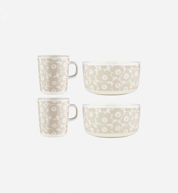Marimekko「【オンライン限定】Pikkuinen Unikko マグカップ＆ボウルセット」|その他|ホワイト&times;ストロー