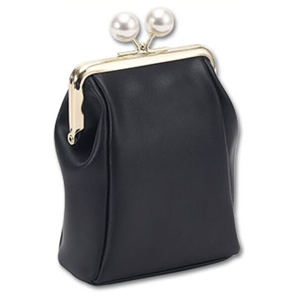  「マリークヮント エンボスデイジーパール ガマ口マルチポーチ ブラック 本体 (H13.5&times;W12&times;D5cm)」|コスメ雑貨|