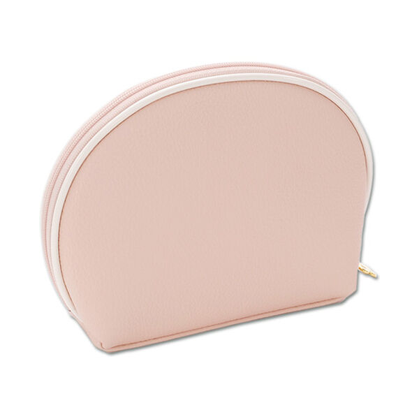  「マリークヮント シュリンクデイジーパッチ ラウンドポーチL ピンク 本体 (H13&times;W18&times;D6cm)」|コスメ雑貨|