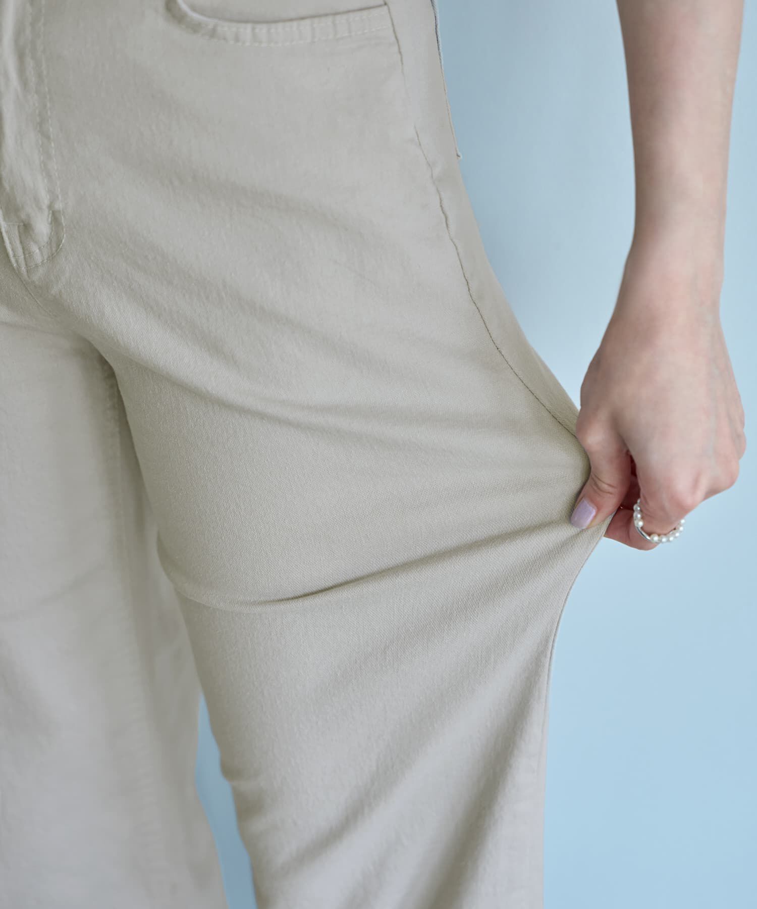 STYLE DELI「ウエストにゴム内蔵のストレッチコットンストレートパンツ」|チノ|